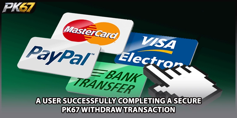 A user successfully completing a secure PK67 withdraw transaction