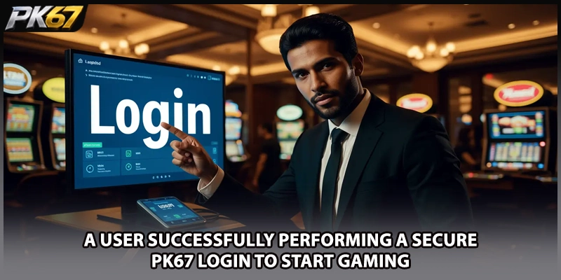 A user successfully performing a secure PK67 login to start gaming